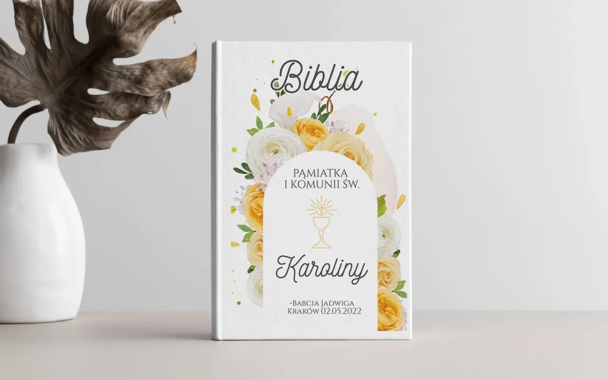 Biblia dla dzieci z nadrukiem na prezent na Komunię dla dziewczynki